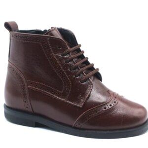 brown wingtip booties